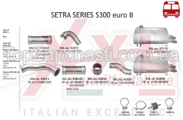 Глушитель SETRA SERIES S300 euro II, 315341000001, 315341000005
