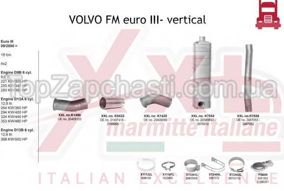 Глушник VOLVO FM euro III- vertical, 20580850, 3979912