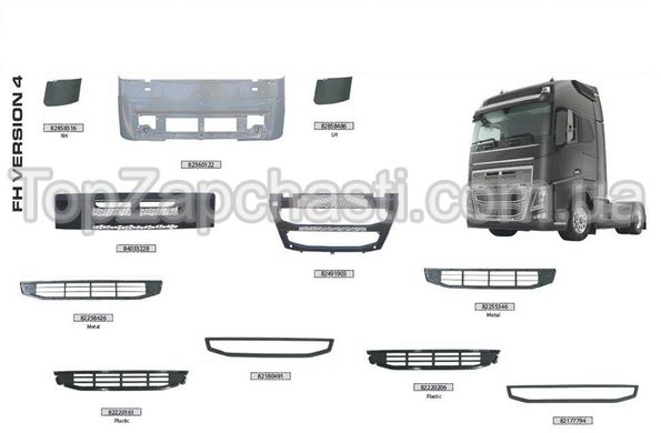 Кузовні деталі Volvo FH 12 - FH 16 (version 4 seria) (6 сторінок з номерами) , вказуйте в замовленні номер необхідної запчастини